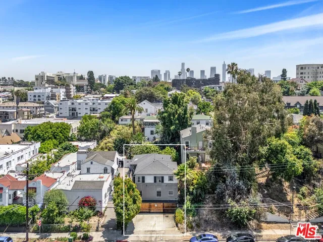 a view of a city with tall buildings