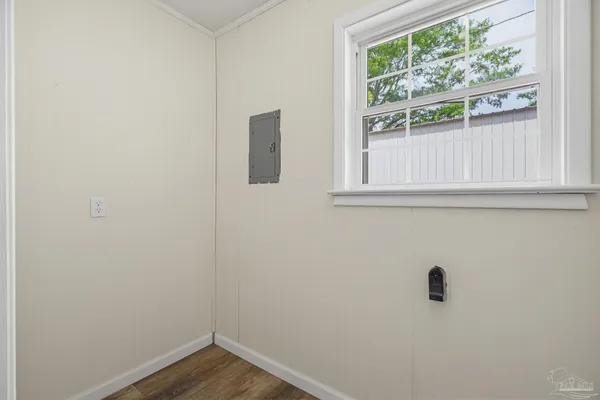 a view of a small space with window