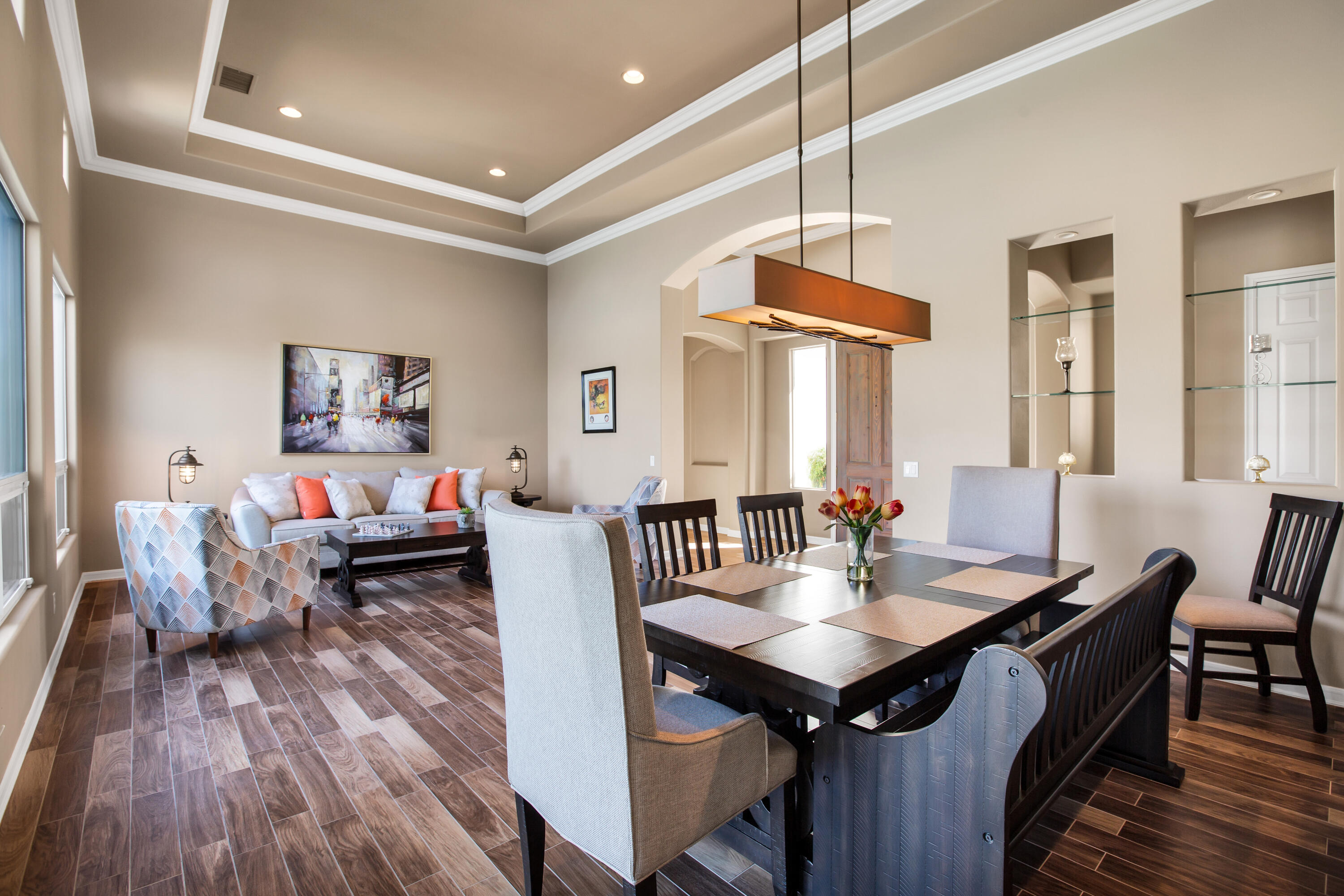 390 Loch Lomond Road Rancho Mirage, CA 92270 - Photo 22 of 55 a view of a dining room with furniture window and wooden floor
