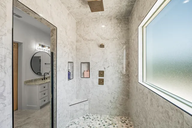 a view of a terrace with seating space