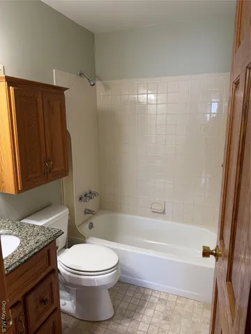 a bathroom with a toilet and a bathtub