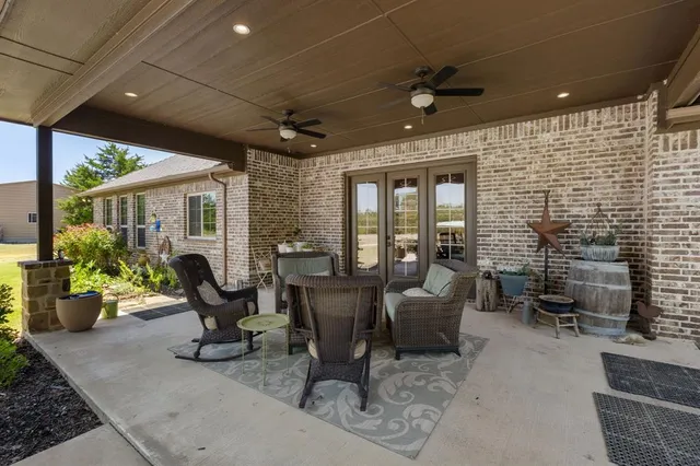 a dining room with furniture