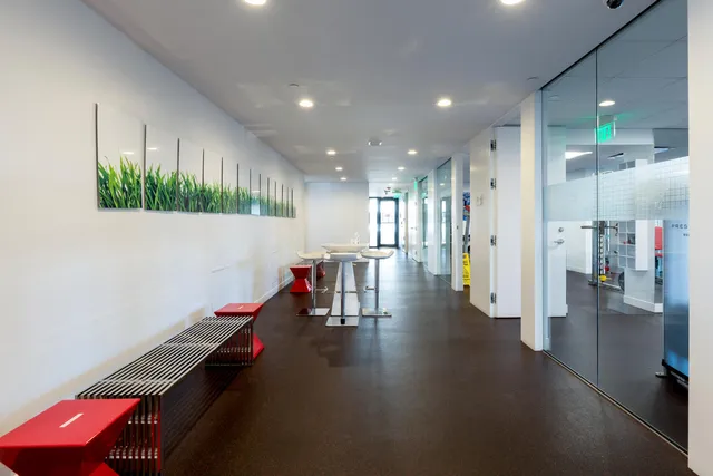 a view of a room with gym equipment