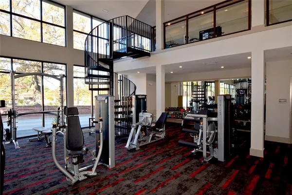 a view of a room with gym equipment