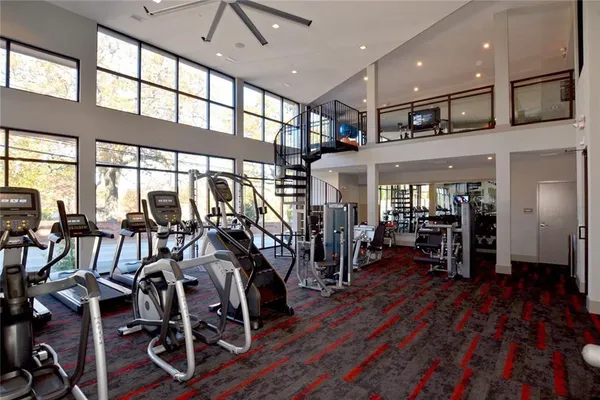 a view of a room with gym equipment