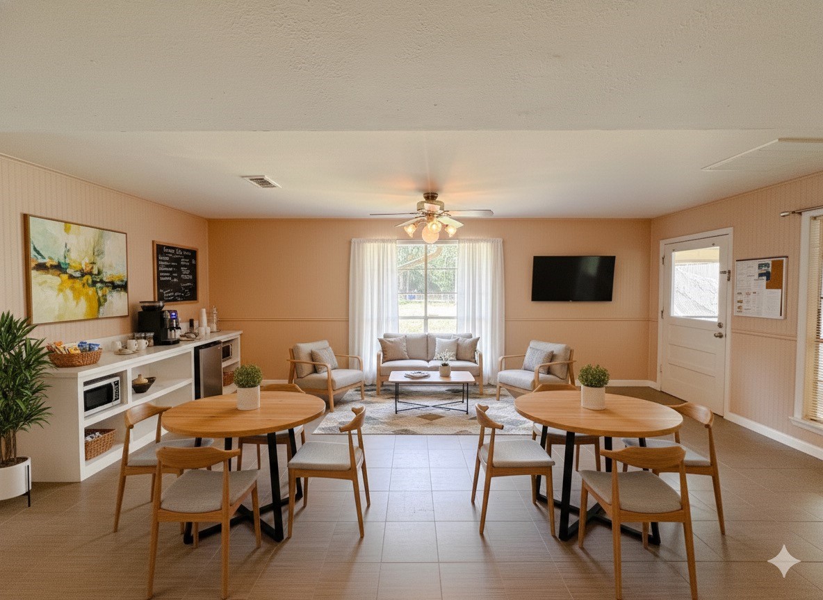 15331 Lake Lamond Road Conroe, TX 77384 - Photo 11 of 29 a dining room with wooden floor a glass table and chairs
