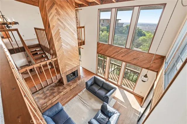 a view of a large window with outside view