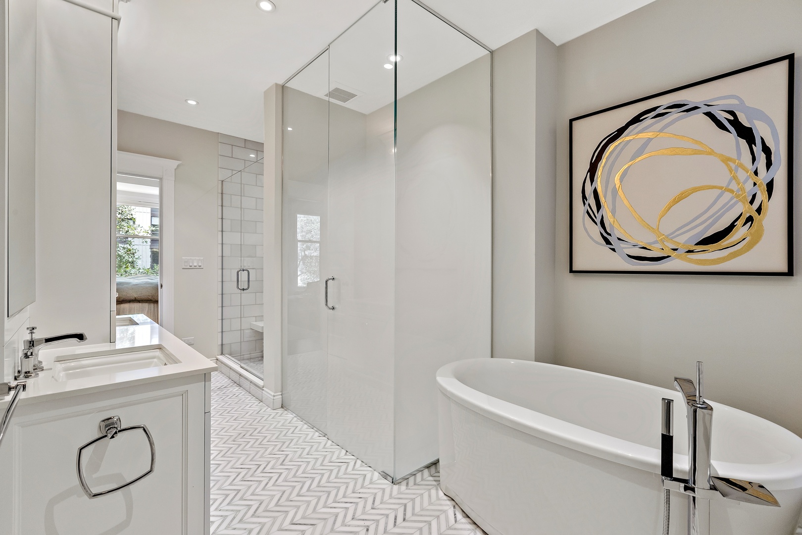 1304 North Ritchie Court Chicago, IL 60610 - Photo 27 of 39 a bathroom with a granite countertop sink a toilet and a mirror