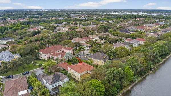 an aerial view of a house