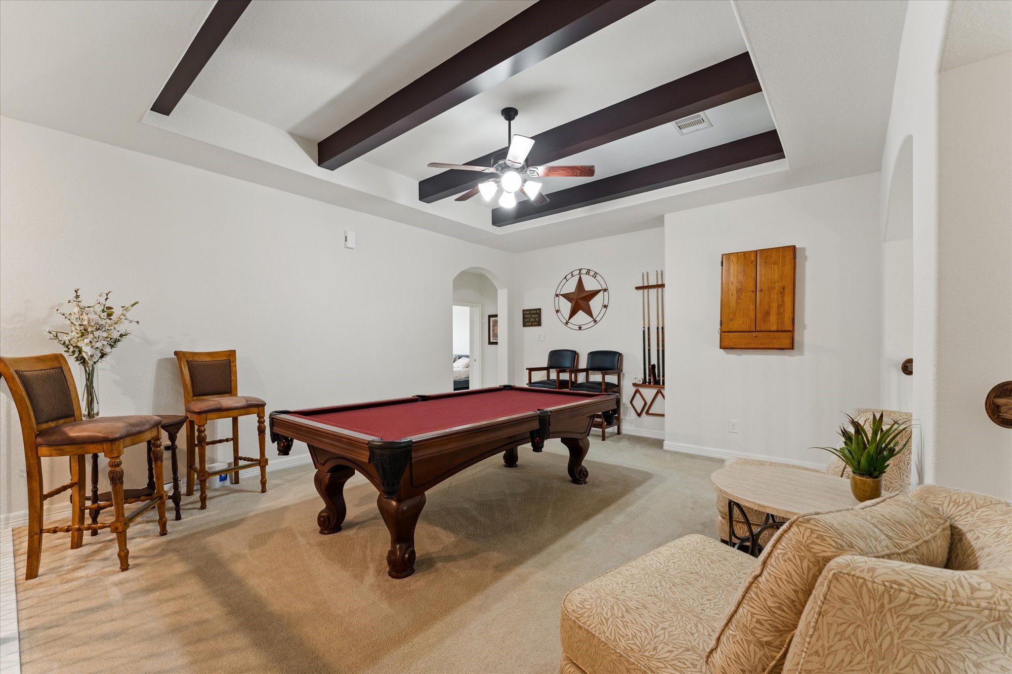 13302 Rising Bluff Lane Cypress, TX 77429 - Photo 17 of 38 Gameroom with beamed ceiling