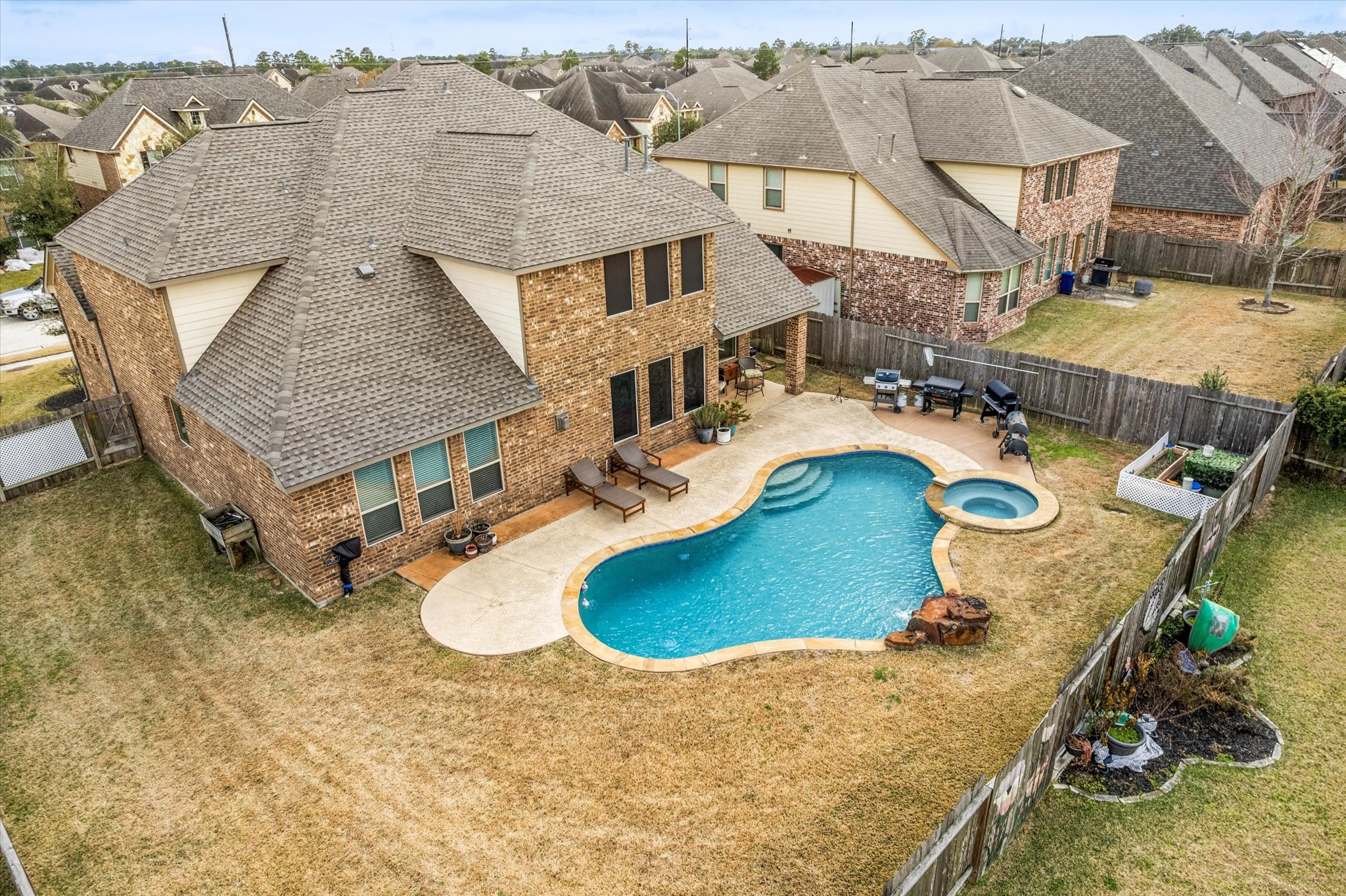 13302 Rising Bluff Lane Cypress, TX 77429 - Photo 29 of 38 Aerial view of the backyard