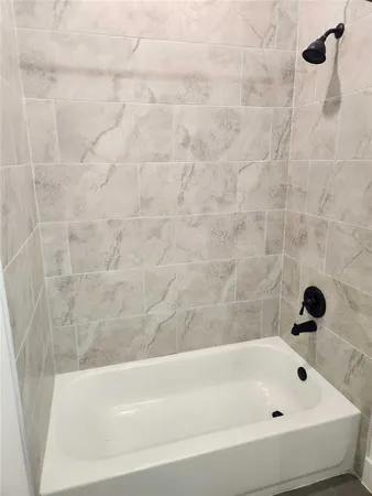 a bathroom with a bathtub