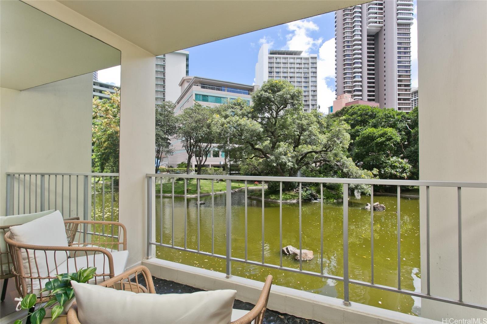 469 Ena Road, Unit 206 Honolulu, HI 96815 - Photo 1 of 1 Master suite lanai perfect for morning coffee overlooking pond, landscaping and wildlife.