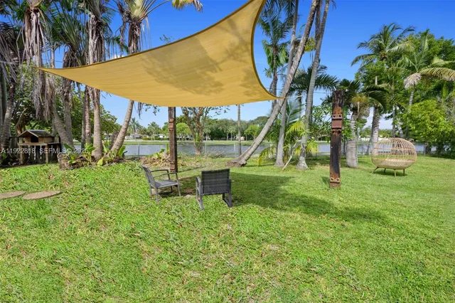 a view of a park with slide