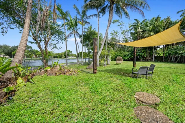 a view of a park with a slide