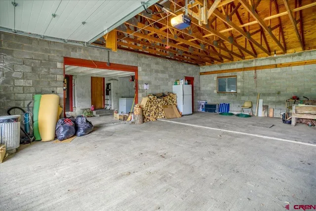 an aerial view of a house with garden