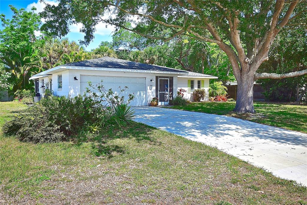 a view of a house with yard and plants