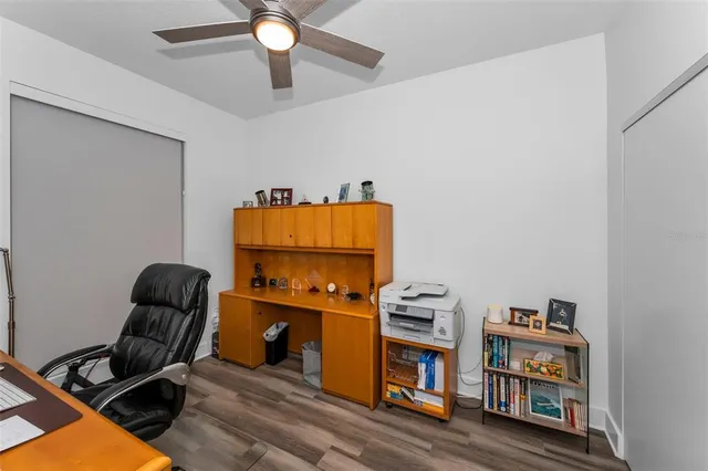 a view of a lake with outdoor space