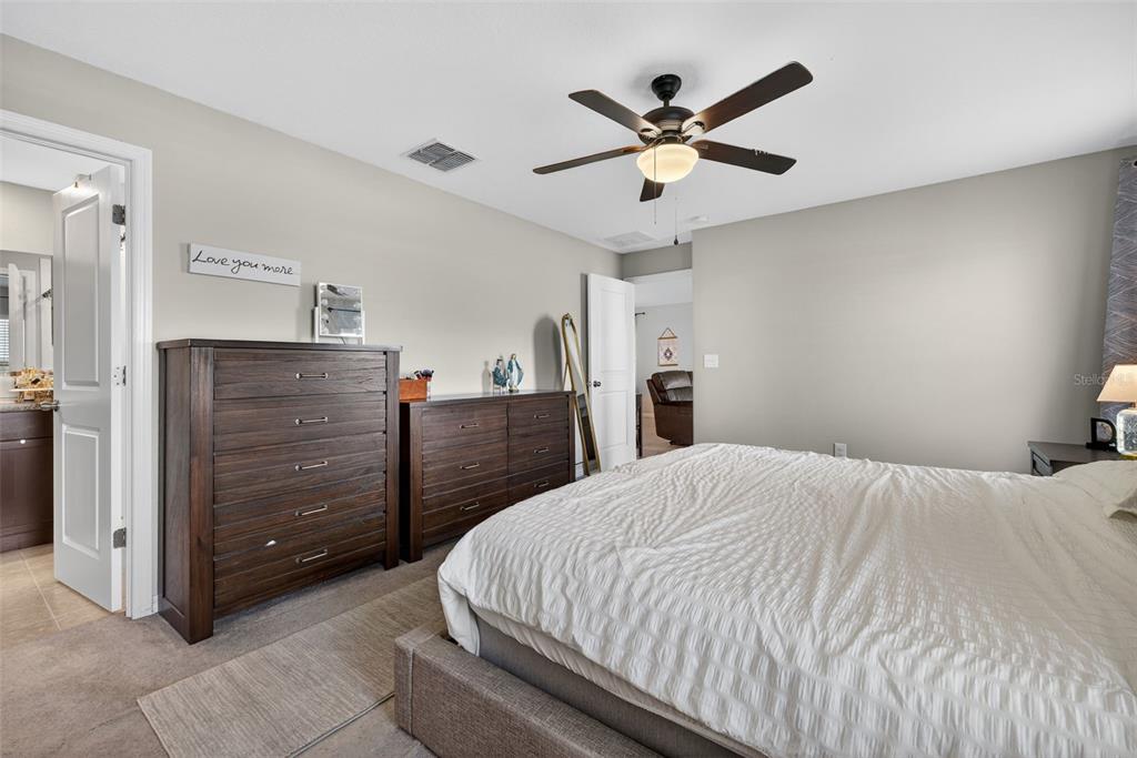 9645 Lemon Drop Loop Ruskin, FL 33573 - Photo 29 of 49 a bedroom with a bed and a chandelier