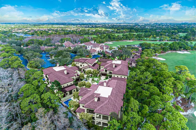 an aerial view of a house with a garden