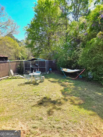 a swimming pool with some trees