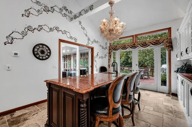 a table room with a table and a potted plant