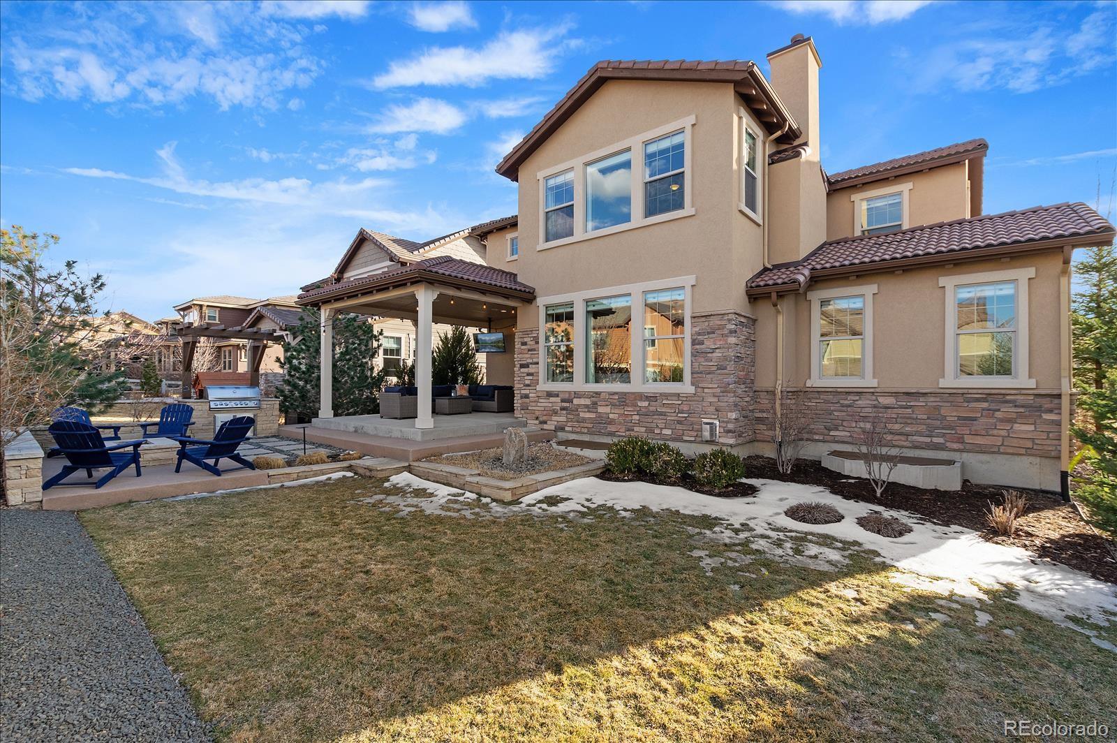 10654 Sundial Rim Road Highlands Ranch, CO 80126 - Photo 34 of 40 a front view of a house with a yard