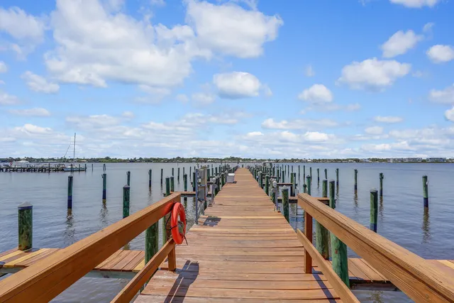 a view of wooden floor with a lake