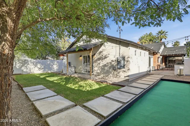 a view of a porch with furniture