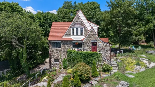 an aerial view of a house