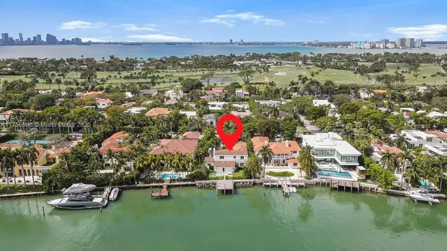 a view of a city with lawn chairs