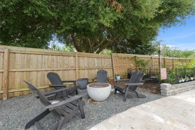 a view of a terrace with furniture