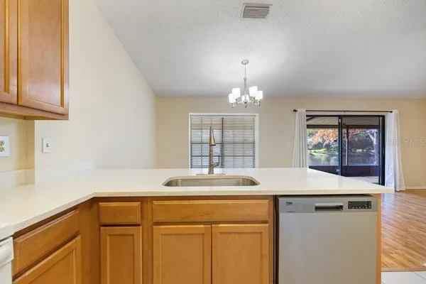 a view of a kitchen counter top space