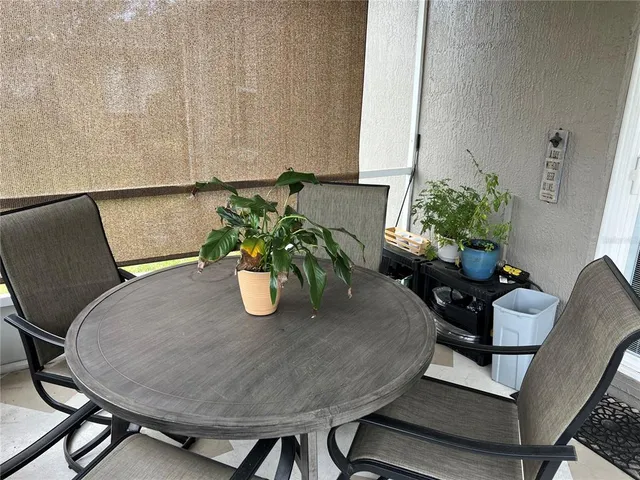 a dining room with furniture