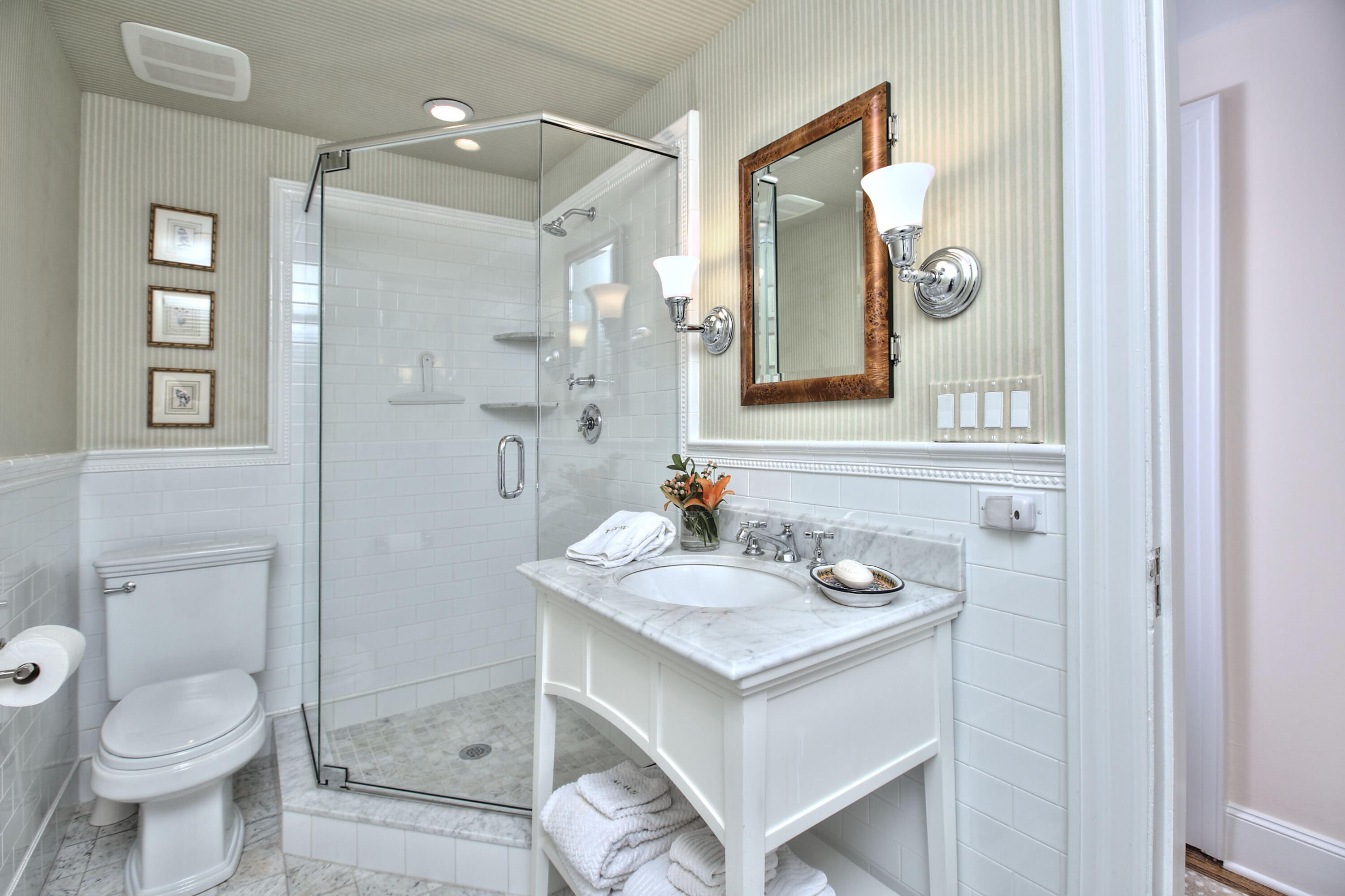 22 Mill Road New Canaan, CT 06840 - Photo 32 of 42 a bathroom with a sink toilet and shower