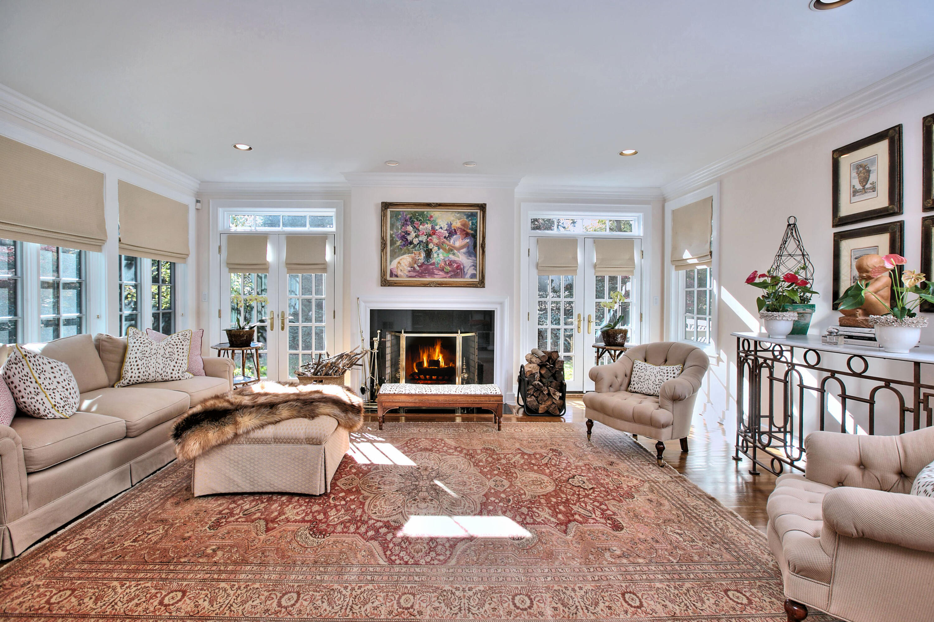 22 Mill Road New Canaan, CT 06840 - Photo 6 of 42 a living room with furniture fireplace and a large window