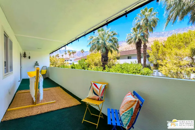 a view of a chairs in a patio