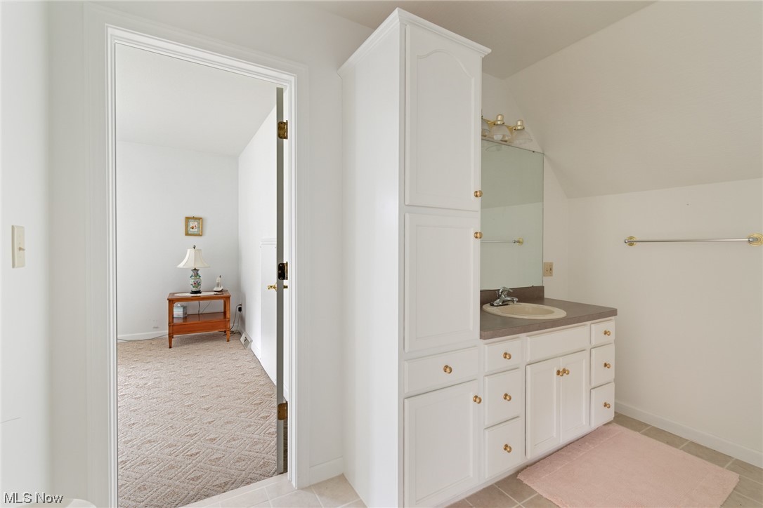 10822 West Calla Road Salem, OH 44460 - Photo 32 of 34 Bathroom with lofted ceiling and vanity