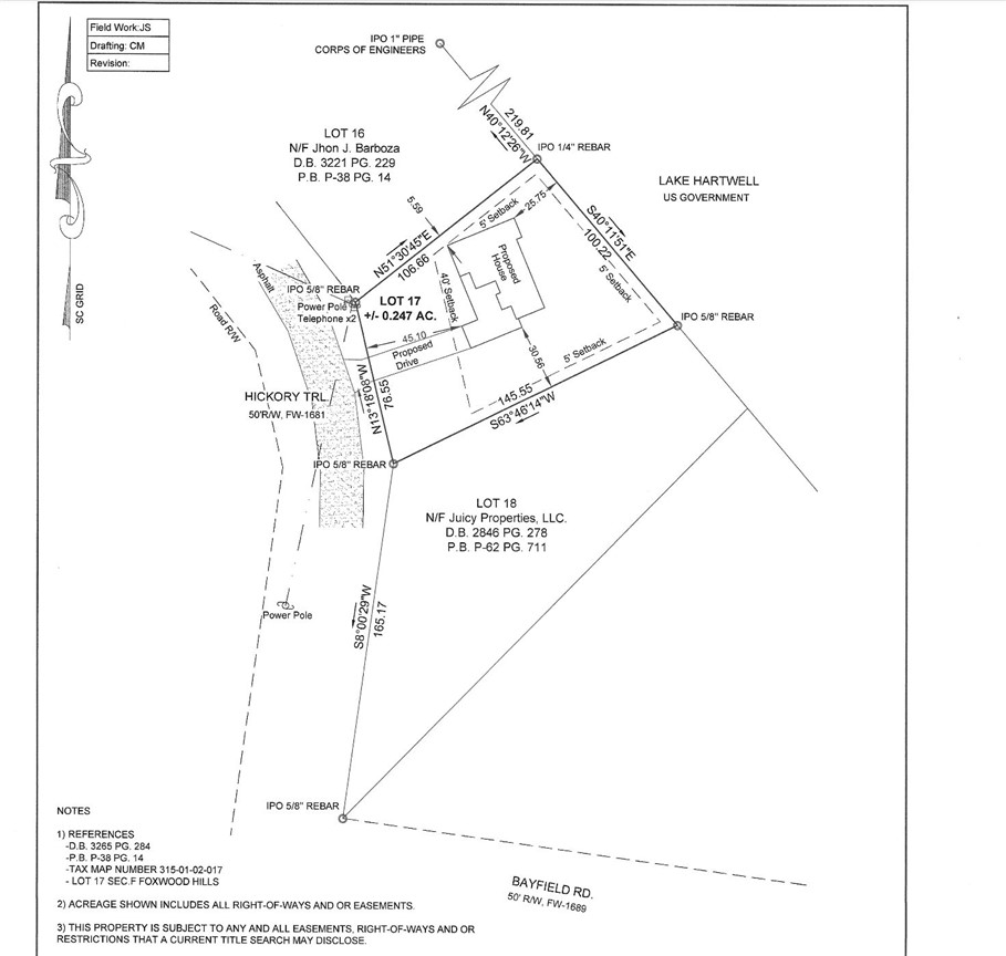 307 Hickory Trail Westminster, SC 29693 - Photo 2 of 13 Explore the comprehensive plat map, detailing property boundaries, proposed features, and essential utility information.