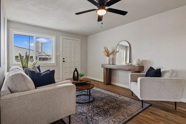 a living room with furniture