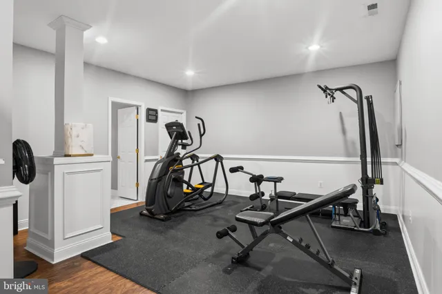 a view of a room with gym equipment