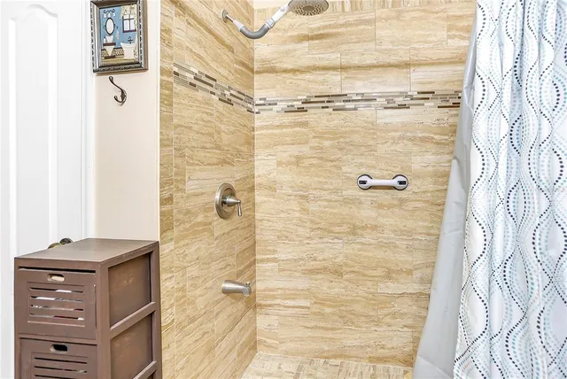 a bathroom with a shower