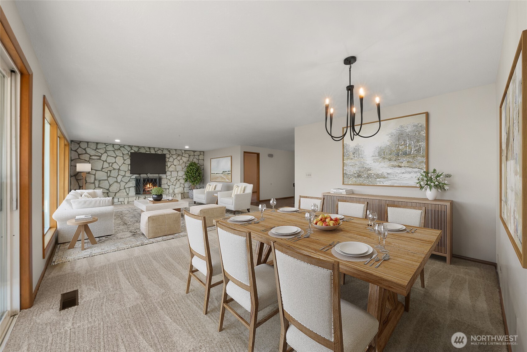 2811 West Weile Avenue Spokane, WA 99208 - Photo 9 of 39 a view of a dining room with furniture wooden floor and chandelier