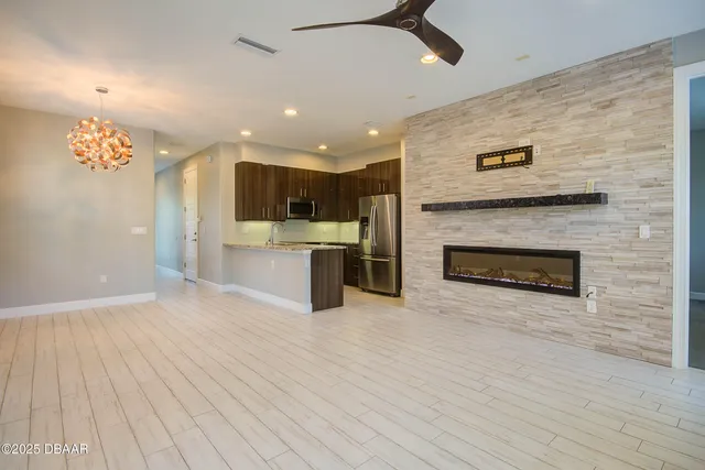 a view of a livingroom with a fireplace