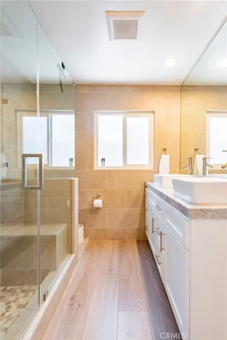 a bathroom with a shower