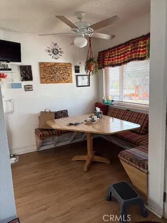 a workspace with wooden floor