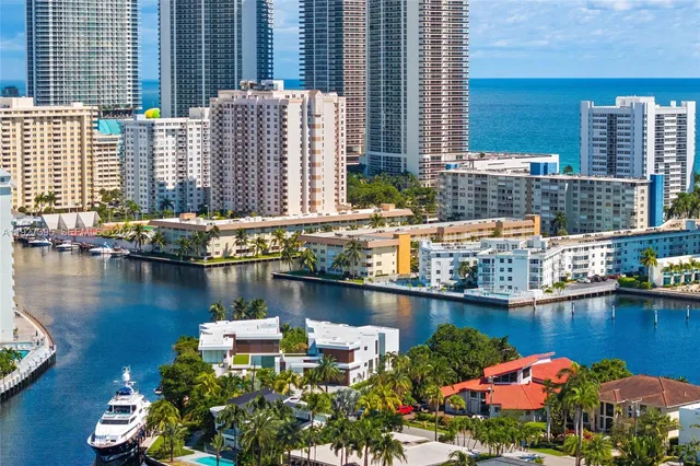 a view of a city with tall buildings