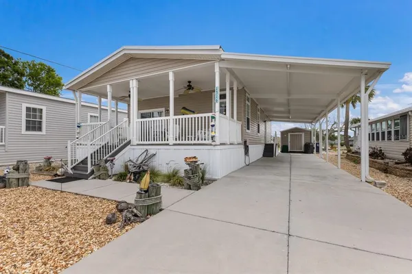 a view of a house with a patio