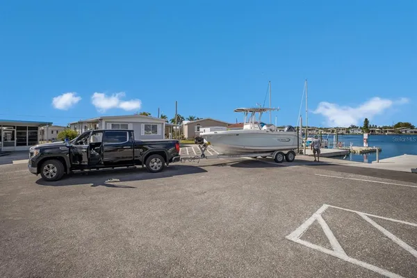 a car parked in parking area of a building
