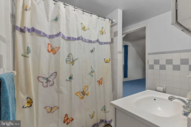 a bathroom with a sink and a shower